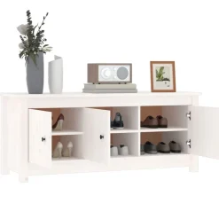 vidaXL Zapatero de madera maciza de pino 110x38x45,5 cm Blanco Sale