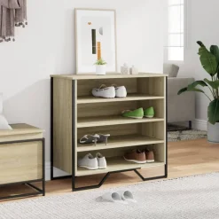 vidaXL Zapatero de madera de ingeniería 80x38x78 cm Roble Sonoma