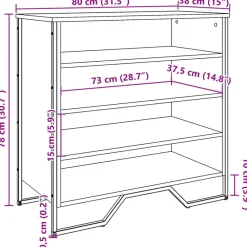 vidaXL Zapatero de madera de ingeniería 80x38x78 cm Roble Sonoma