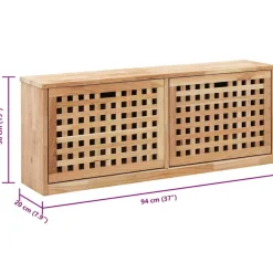 vidaXL Productos Del Hogar-Zapatero de madera maciza de nogal 94x20x38 cm