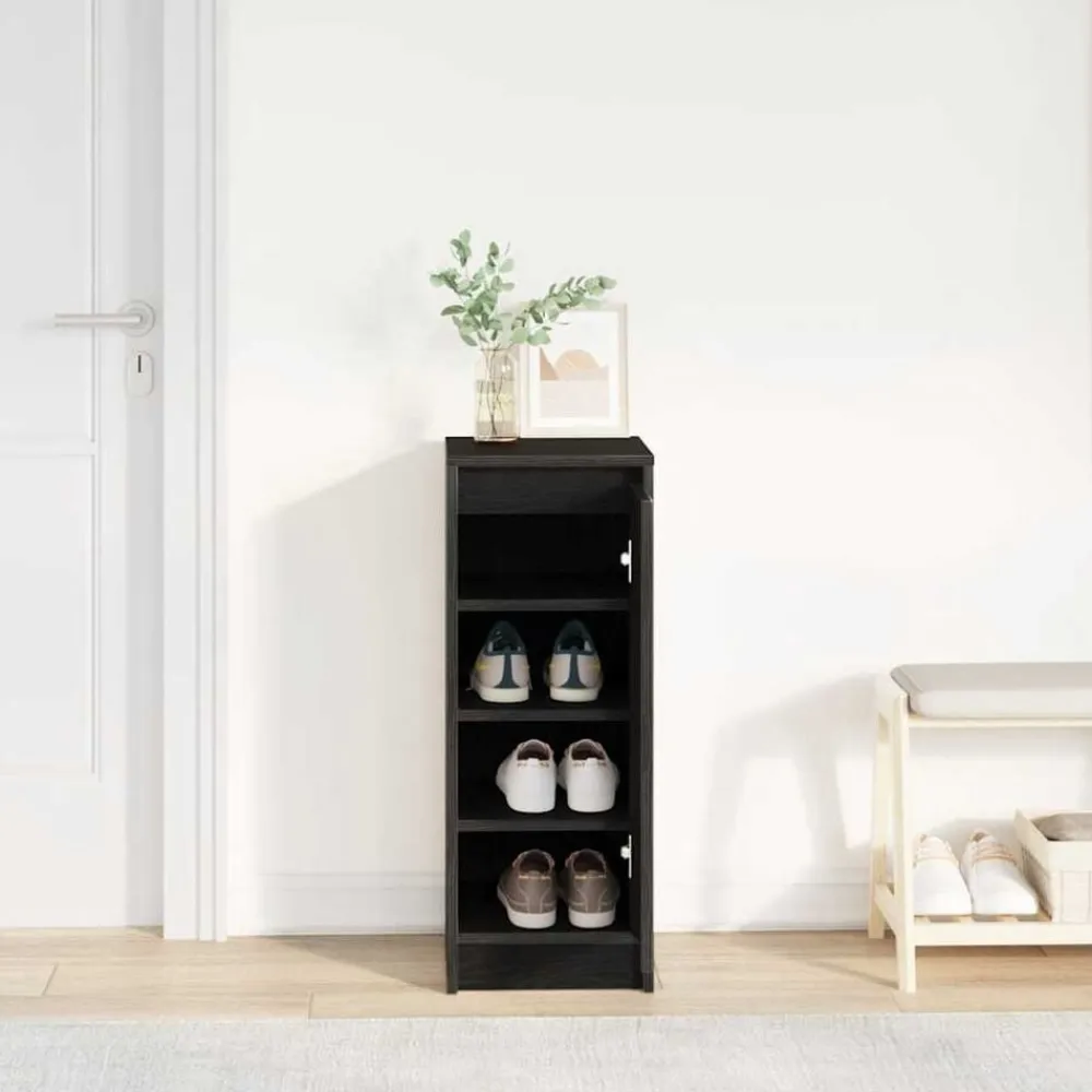 vidaXL Zapatero de madera de 29,5x34x76 cm Roble negro Sale