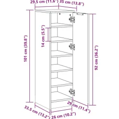 vidaXL Productos Del Hogar|Armarios Y Almacenamiento-Zapatero de madera contrachapada 30x35x100 cm