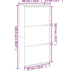 vidaXL Productos Del Hogar-Zapatero de madera de ingeniería roble Sonoma 60x21x125,5 cm