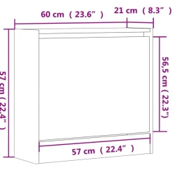 vidaXL Productos Del Hogar-Zapatero de madera de ingeniería 60x21x57 cm