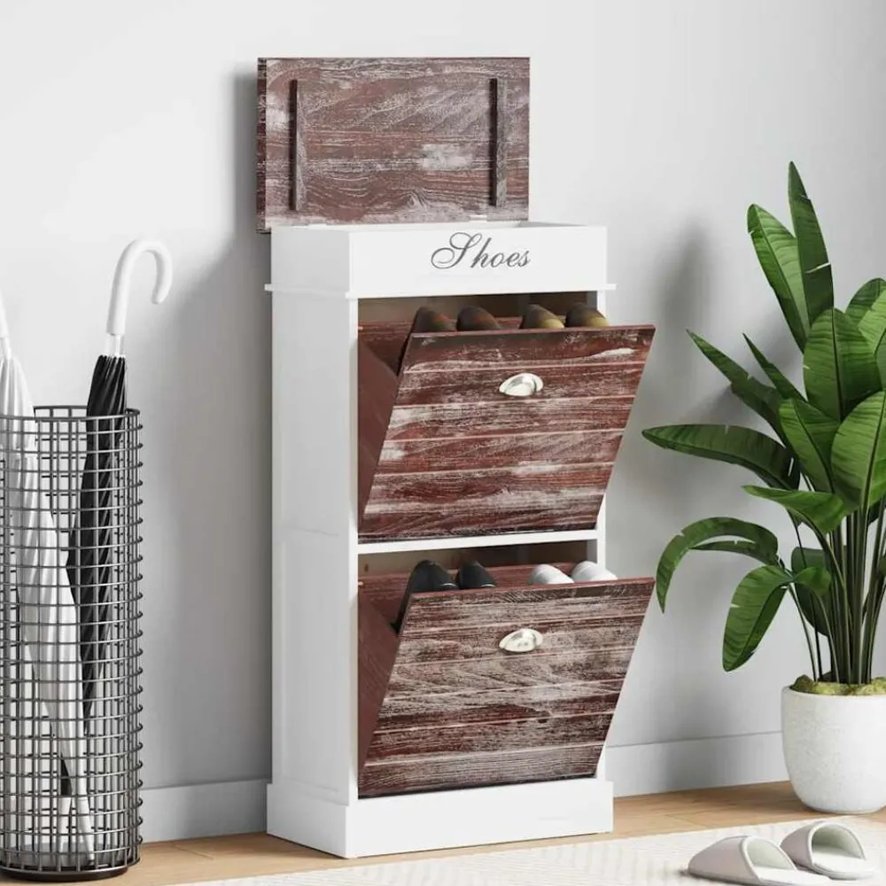 vidaXL Productos Del Hogar-Zapatero de madera de Paulownia marrón 50x28x98 cm