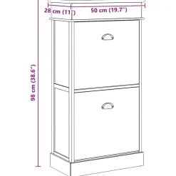 vidaXL Productos Del Hogar-Zapatero de madera de Paulownia marrón 50x28x98 cm