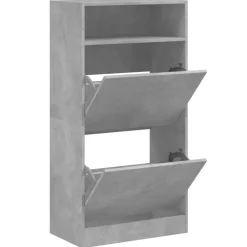 vidaXL Zapatero de madera de ingeniería gris hormigón 60x34x116 cm Gris hormig&oacute;n Discount