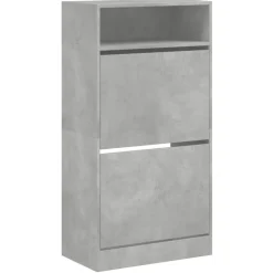 vidaXL Zapatero de madera de ingeniería gris hormigón 60x34x116 cm Gris hormigón Discount
