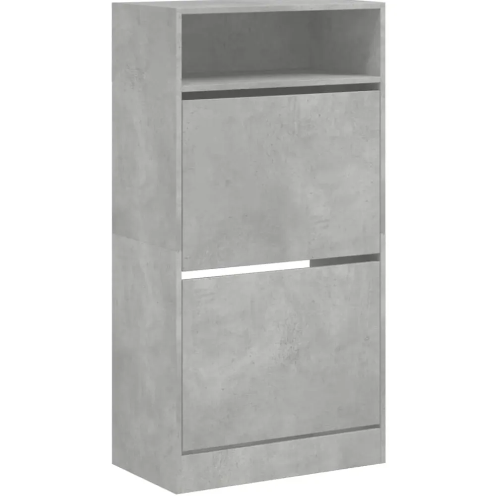 vidaXL Zapatero de madera de ingeniería gris hormigón 60x34x116 cm Gris hormigón Discount