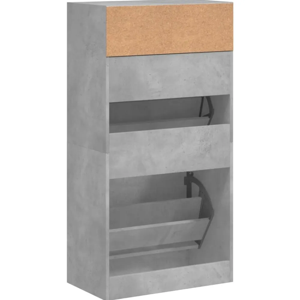vidaXL Zapatero de madera de ingeniería gris hormigón 60x34x116 cm Gris hormigón Discount