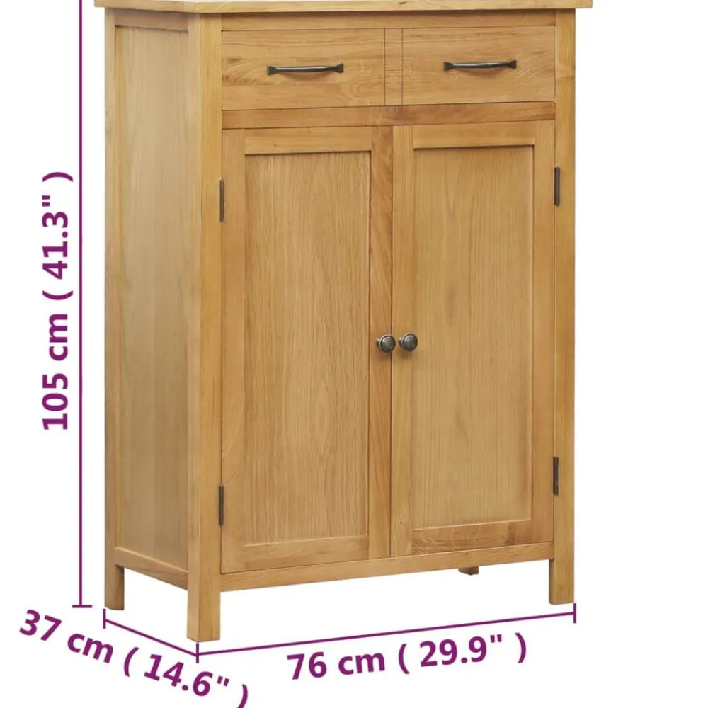 vidaXL Productos Del Hogar-Zapatero de madera maciza de roble 76x37x105 cm