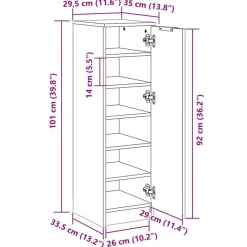 vidaXL Productos Del Hogar|Armarios Y Almacenamiento-Zapatero de madera contrachapada 30x35x100 cm