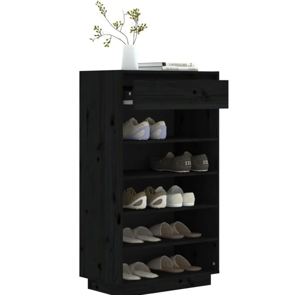vidaXL Productos Del Hogar-Zapatero de madera maciza de pino 60x34x105 cm