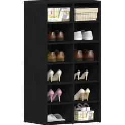 vidaXL Zapatero de madera de 54x34x100,5 cm Roble negro New