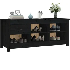 vidaXL Productos Del Hogar-Zapatero de madera maciza de pino 110x38x45,5 cm