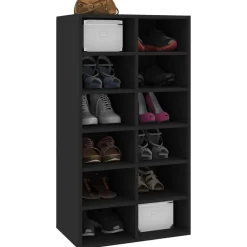 vidaXL Zapatero de madera contrachapada blanco 54x34x100,5 cm Negro Hot