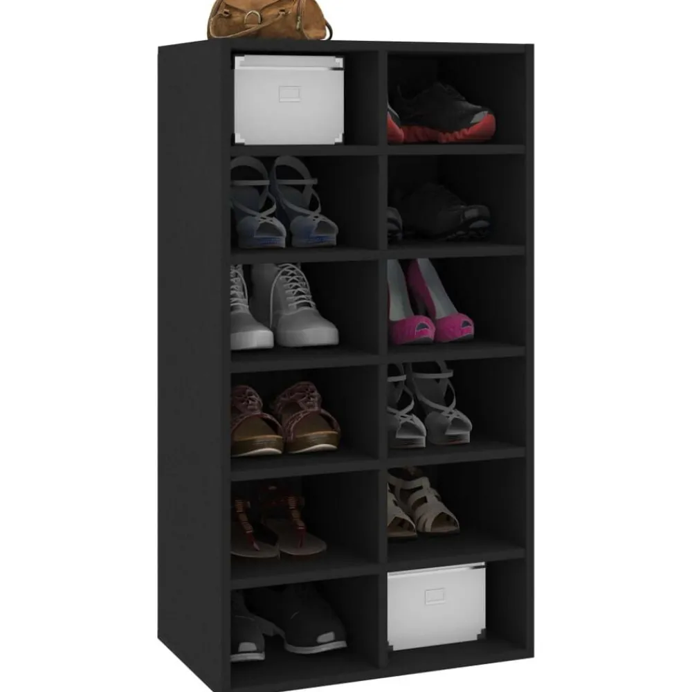 vidaXL Zapatero de madera contrachapada blanco 54x34x100,5 cm Negro Hot