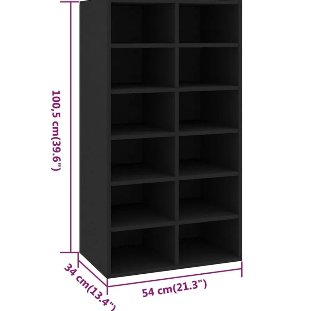 vidaXL Zapatero de madera contrachapada blanco 54x34x100,5 cm Negro Hot