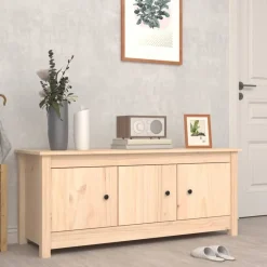 vidaXL Productos Del Hogar-Zapatero de madera maciza de pino 110x38x45,5 cm
