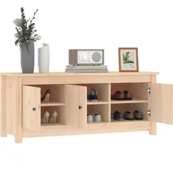 vidaXL Productos Del Hogar-Zapatero de madera maciza de pino 110x38x45,5 cm