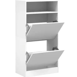 vidaXL Zapatero de madera de ingeniería 60x34x116 cm Blanco
