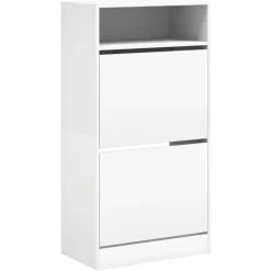 vidaXL Zapatero de madera de ingeniería 60x34x116 cm Blanco