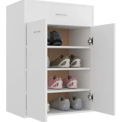 vidaXL Zapatero de madera contrachapada 60x35x84 cm Blanco Online