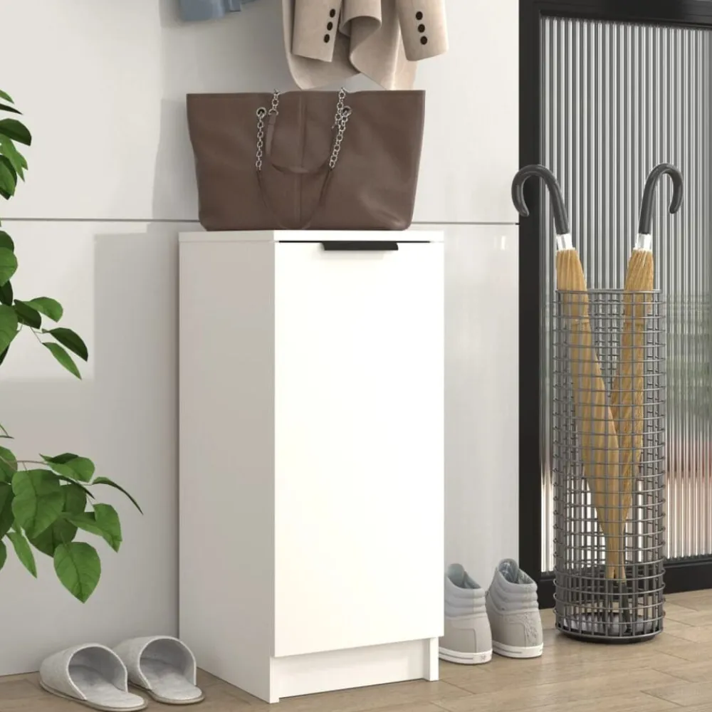 vidaXL Zapatero de madera contrachapada 30x35x70 cm Blanco Discount