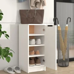 vidaXL Zapatero de madera contrachapada 30x35x70 cm Blanco Discount