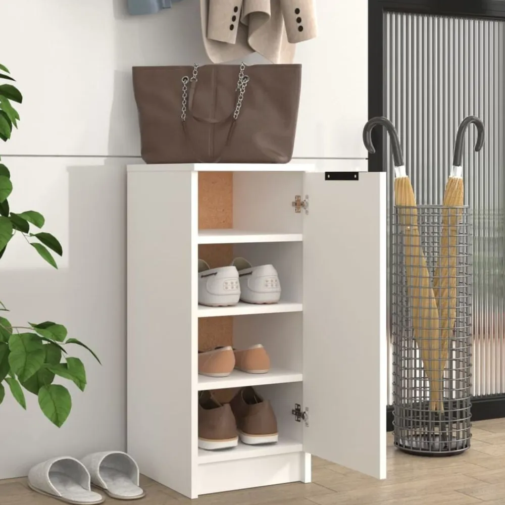 vidaXL Zapatero de madera contrachapada 30x35x70 cm Blanco Discount