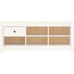 vidaXL Zapatero de madera maciza de pino 110x38x45,5 cm Blanco Online