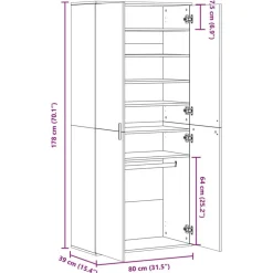 vidaXL Zapatero de madera de ingeniería 80x39x178 cm Blanco Hot