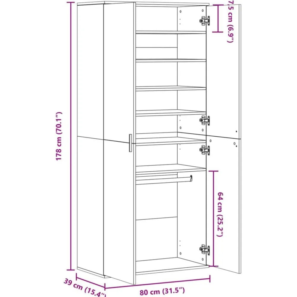 vidaXL Zapatero de madera de ingeniería 80x39x178 cm Blanco Hot