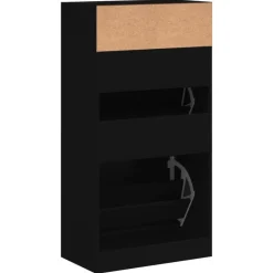 vidaXL Zapatero de madera de ingeniería 60x34x116 cm Negro New
