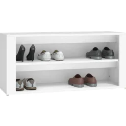 vidaXL Zapatero de madera contrachapada 100x35x45 cm Blanco Online