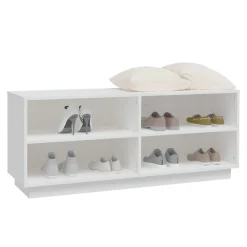 vidaXL Zapatero de madera maciza de pino 110x34x45 cm Blanco New