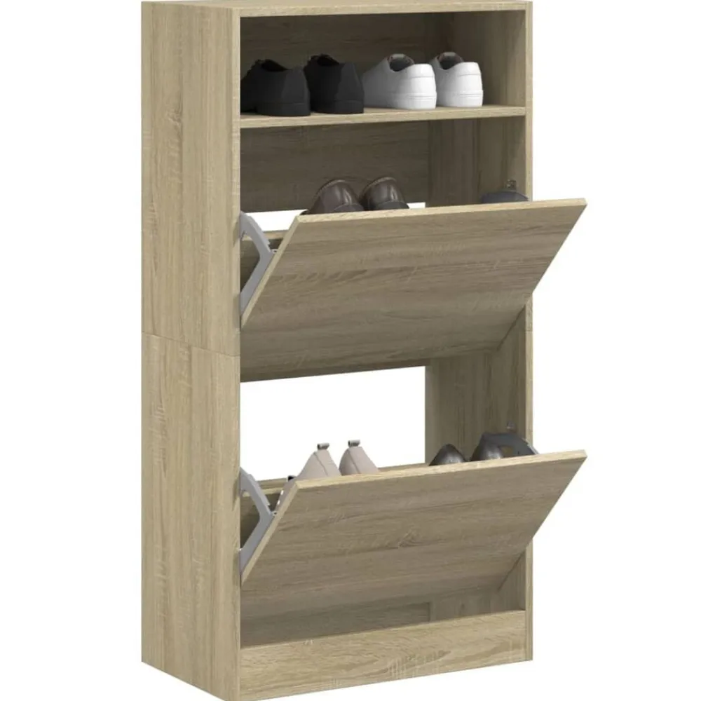 vidaXL Productos Del Hogar-Zapatero de madera de ingeniería 60x34x116 cm