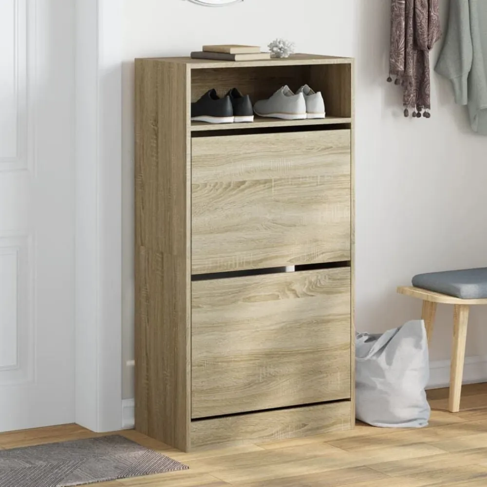 vidaXL Productos Del Hogar-Zapatero de madera de ingeniería 60x34x116 cm