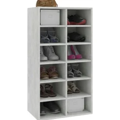 vidaXL Zapatero de madera contrachapada gris hormigón 54x34x100,5 cm Gris hormigón Sale