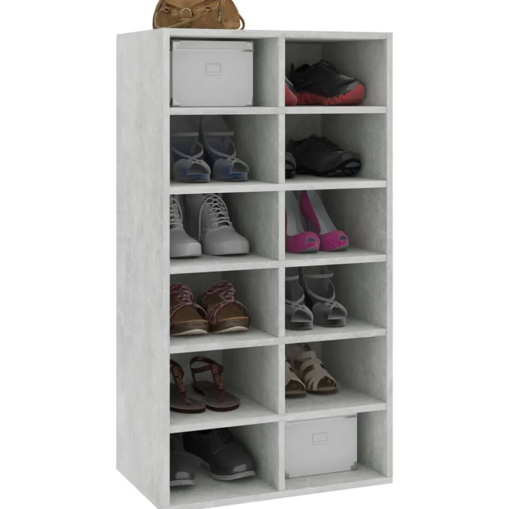 vidaXL Zapatero de madera contrachapada gris hormigón 54x34x100,5 cm Gris hormigón Sale