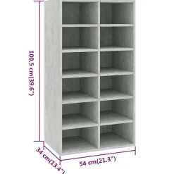 vidaXL Zapatero de madera contrachapada gris hormigón 54x34x100,5 cm Gris hormigón Sale