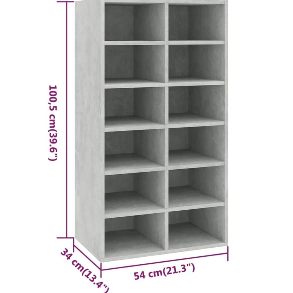 vidaXL Zapatero de madera contrachapada gris hormigón 54x34x100,5 cm Gris hormigón Sale