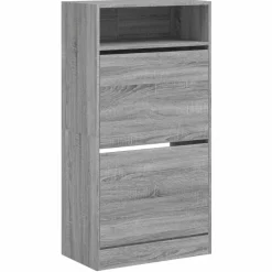 vidaXL Zapatero de madera de ingeniería 60x34x116 cm Gris sonoma New