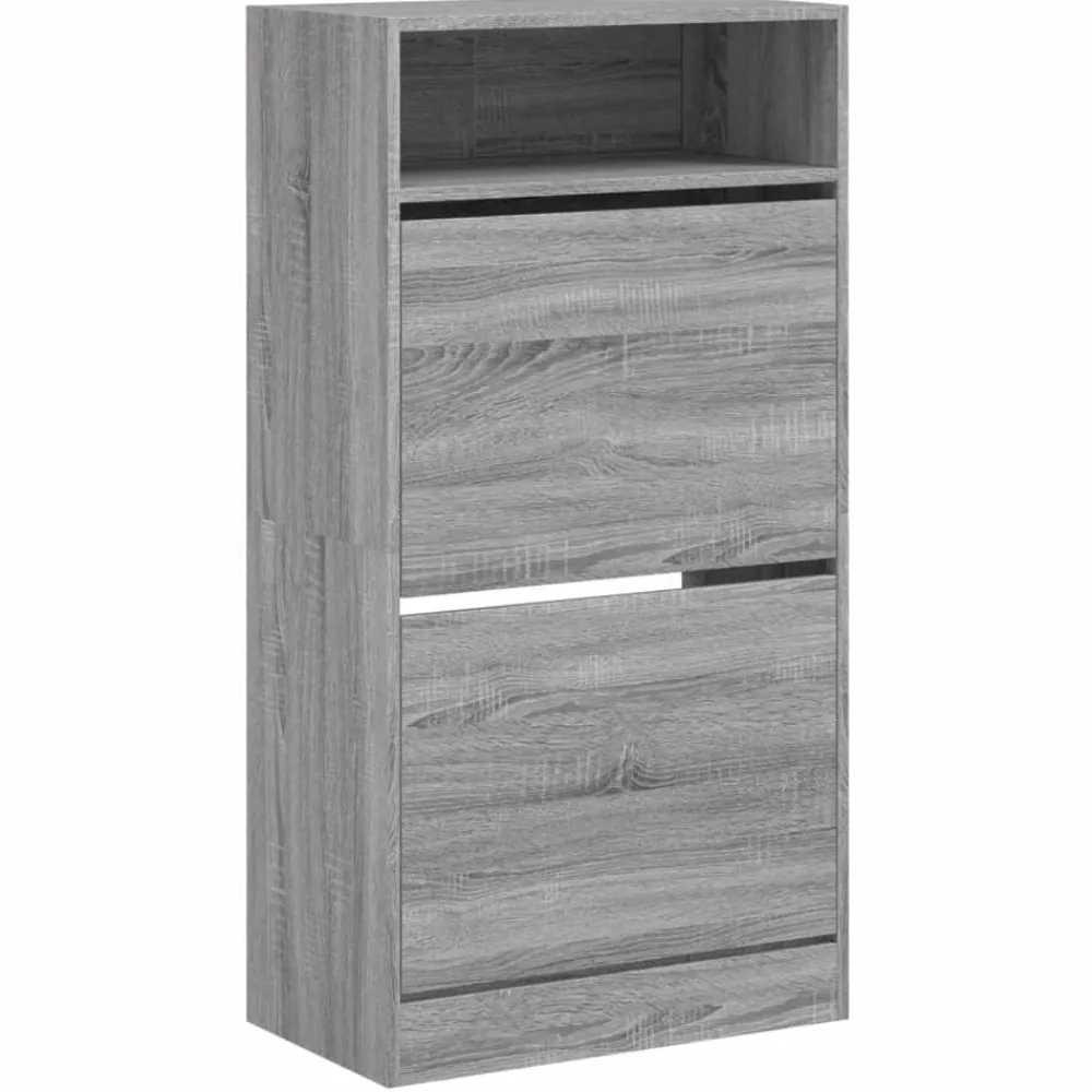 vidaXL Zapatero de madera de ingeniería 60x34x116 cm Gris sonoma New