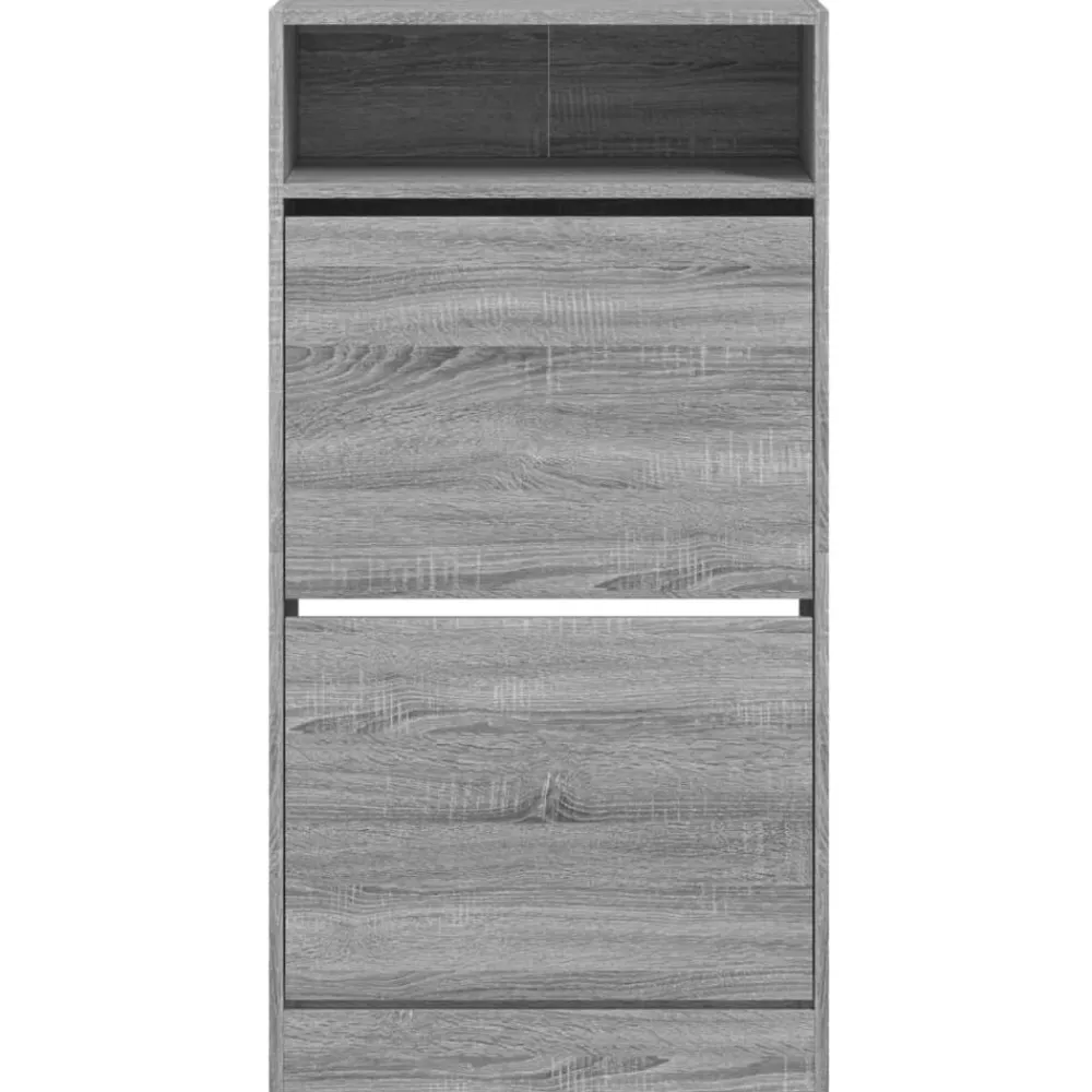 vidaXL Zapatero de madera de ingeniería 60x34x116 cm Gris sonoma New
