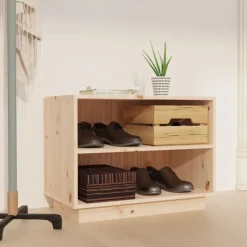 vidaXL Zapatero de madera maciza de pino 60x34x45 cm Natural