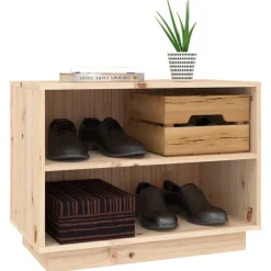 vidaXL Zapatero de madera maciza de pino 60x34x45 cm Natural