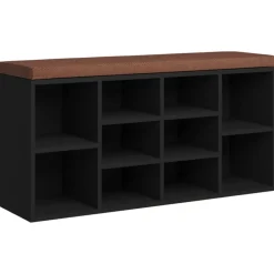 vidaXL Zapatero de madera contrachapada 103x30x48 cm Negro Outlet
