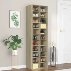 vidaXL Zapatero de madera contrachapada color roble 54x34x183cm Roble Sonoma Hot