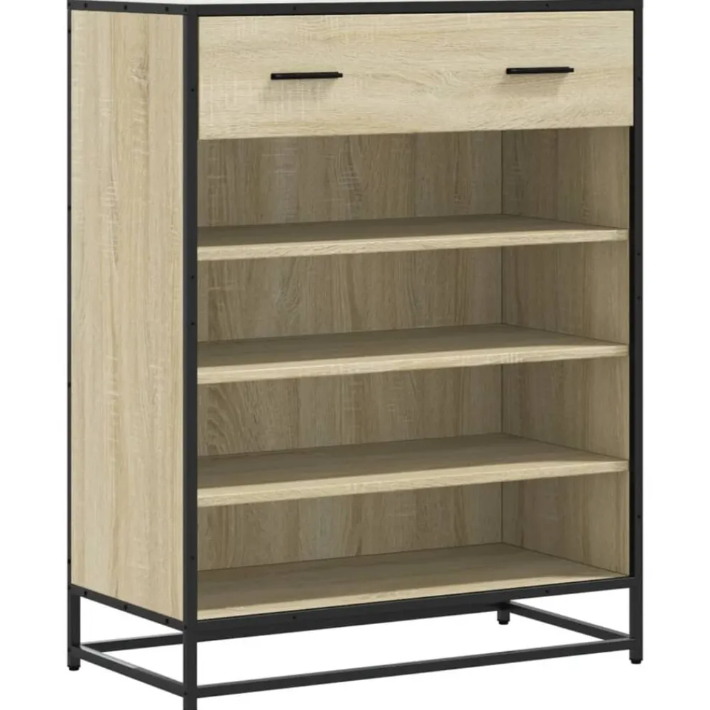 vidaXL Zapatero de madera y metal 75x38x97,5 cm Roble Sonoma Best